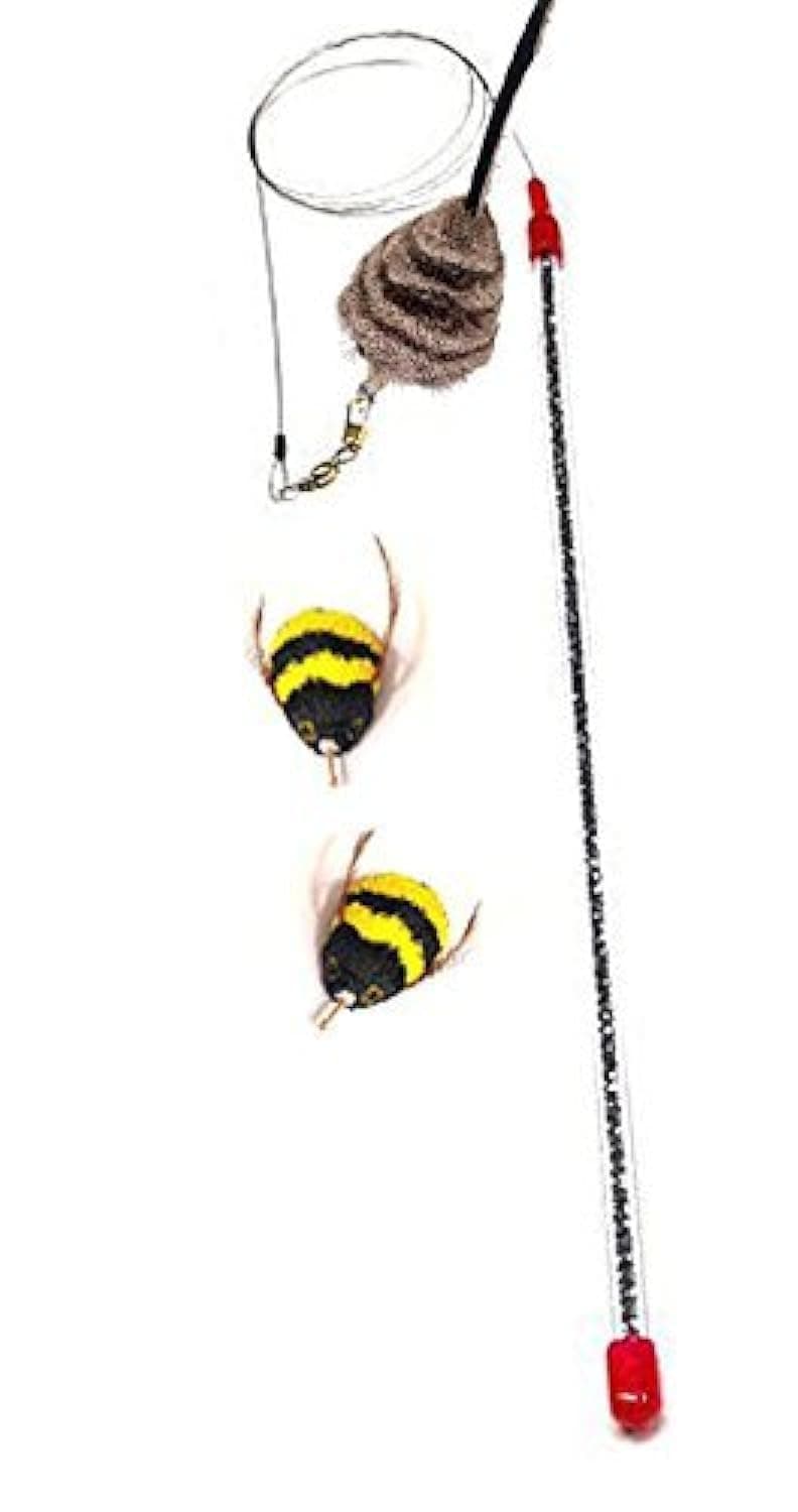 Go Cat Cat Catcher Teaser Wand and Two Da Bee Bumble Bee Attachments from The Maker of Da Bird - Value Pack