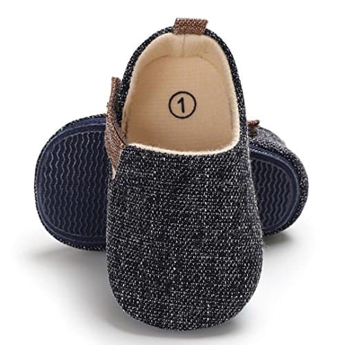 Enjocho Infant Newborn Baby Sneakers Denim Canvas Shoe Soft Sole Crib Anti-slip Single Shoes (Age:0~6 M, Dark Gray)