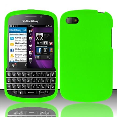 Phone Case BlackBerry Q10 Neon Green Silicone Skin Soft Rubber Protector Cover