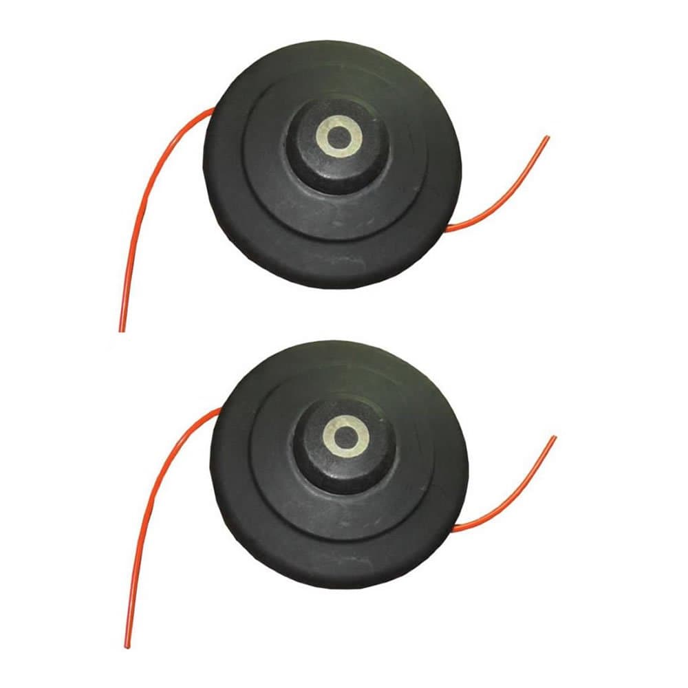 Trueshopping Nylon Replacement Trimmer Head - Brush Cutter Tap and Go with 5m of Spool Line Cord - High Speed Bump Feed, Two Line Head, Pre-loaded (Pack of 2)