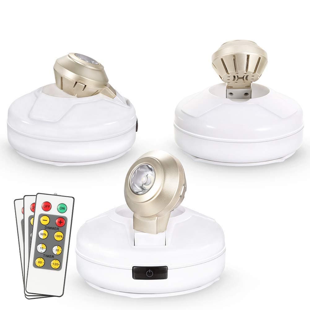 LED Accent Lights, Wireless Spotlight with Remote and Battery Operated, Stick on Anywhere for Lighting up Painting Picture Artwork Closet, 3 Pack