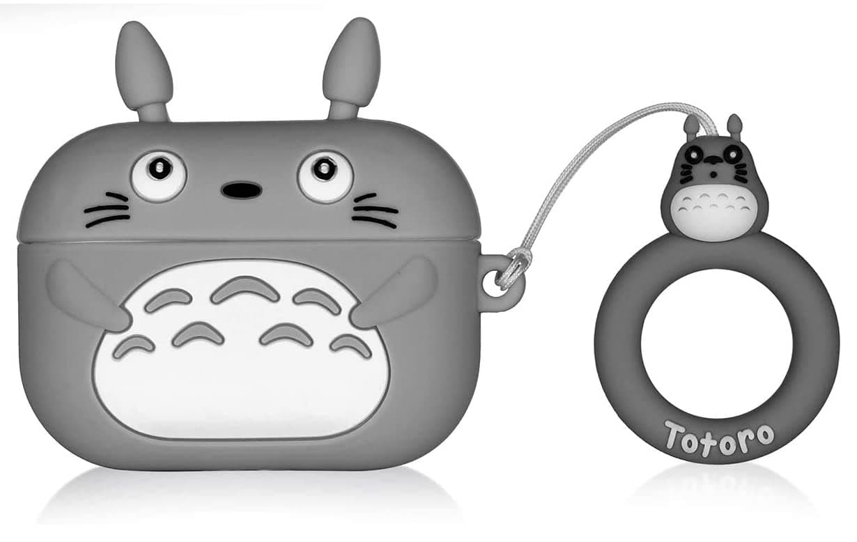 OBOE Silicone 3D Cartoon Case Compatible With Apple Airpods Pro 2Nd Generation 2022 Charging Case Cute Cat Totoro Cover With Anti-Lost Keychain,Grey
