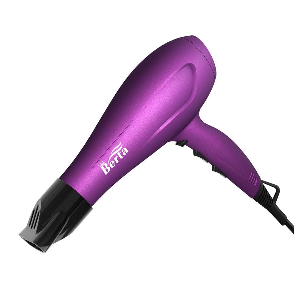 Berta 1875W Professional Powerful Hair Dryer,Lightweight Negative Ionic Ceramic Tourmaline Far Infrared Blow Dryer with AC Motor and Nozzle Low Noise