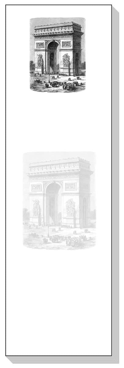 Ars Antigua Slim Writing Blocs (Notepads) • Arc de Triomphe, Paris • Vintage Engraving 1875 • Two Blocs of 50 Sheets Each - Total of 100 Printed Sheets