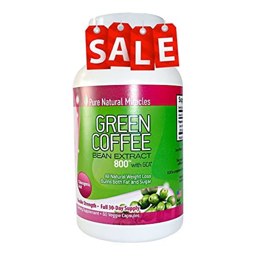 Pure Natural Miracles Green Coffee Bean 800mg with gca, 60 Veggie Capsules, Safe Weight Loss