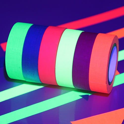 Lolipapa UV Blacklight Reactive Tape Neon Gaffer Tape (Pack of 6pcs)