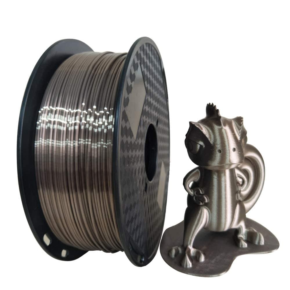 HZST3D Silk Rose Gold 3D Printer Filament 1.75mm 1KG 2.2LBS Spool - Silky Shiny Metal Metallic PLA Materials for 3D Printing - Dark Chocolate Brown Coffee Color