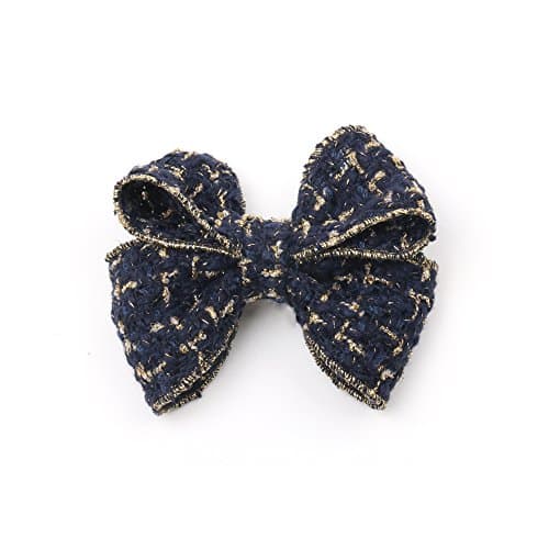 Girliber Handmade Tweed Fabric Hair Bows Ribbon Shape Bows Barrette
