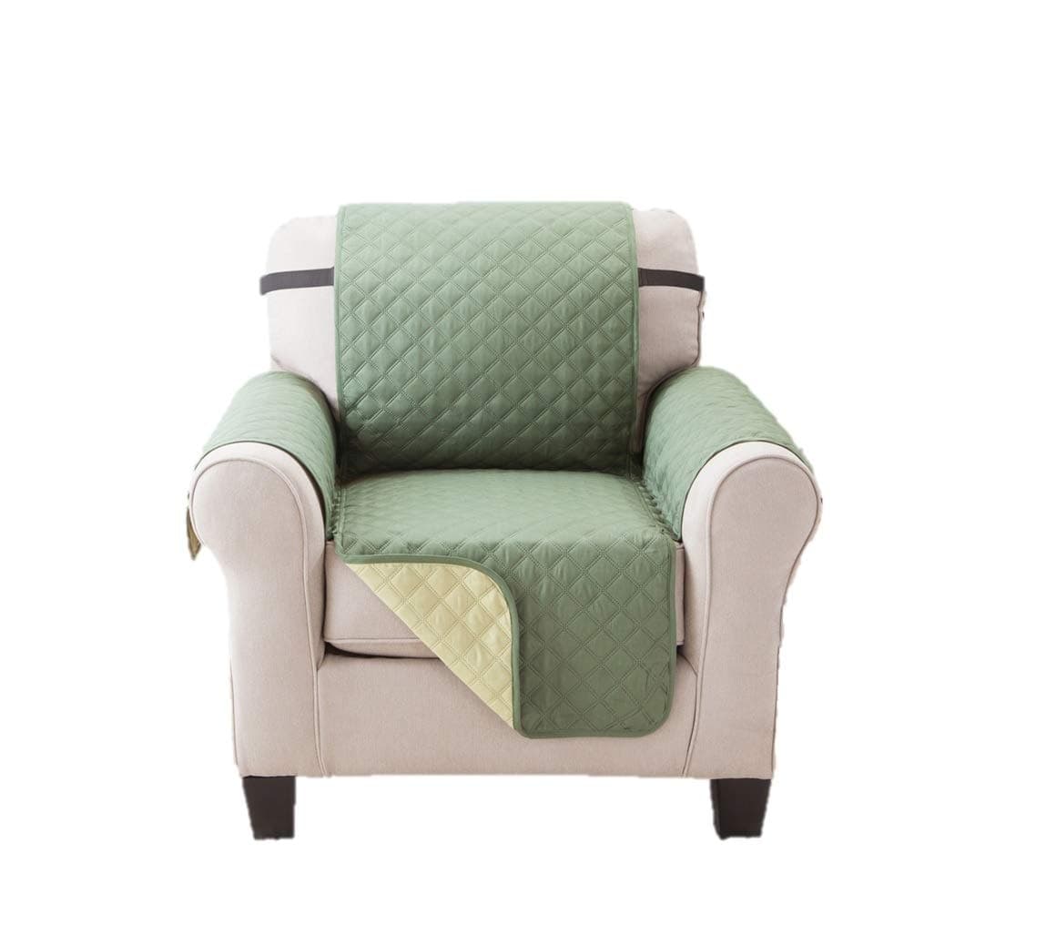 Elaine Karen Deluxe Reversible Chair Furniture Protector, Olive / Sage -75"x 65"