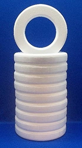 10 pc EPS Polystyrene Wreaths 10"X2" White Craft Styrofoam Floral Ring with Rounded Edges