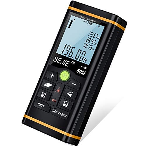 Laser Distance Measure, EALNK 196Ft M/in/Ft Laser Measure Backlit LCD Digital Meter with Pythagorean Mode, Single/Continuous Distance/Area/Volume Measure Included Carry Pouch
