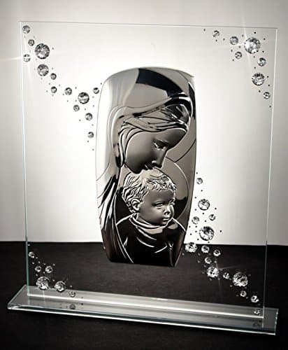 Argento Madonna W. Child Exclusive W. Swarovski Raining Crystals Made of 100% Swarovski Crystal