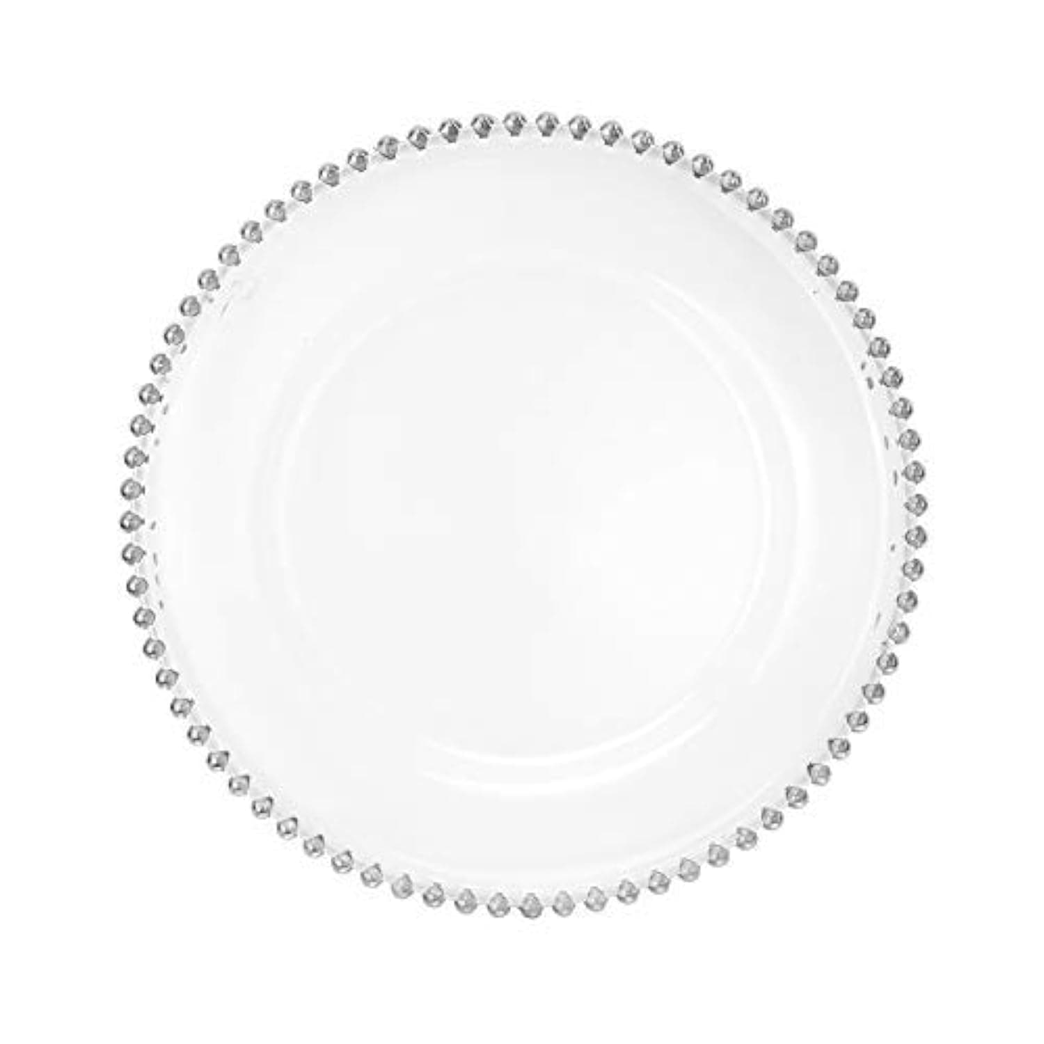 Elegant Clear Acrylic Charger Plate with Bead Rim, Set of 12 (12.5 inch) (Silver)