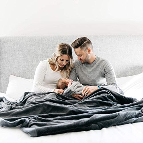 SARANONIOversized Luxury Blanket | Breathable Super Soft, Lush, Plush Comfy Blankets for Adults | Charcoal - X-Large 60” x 80”
