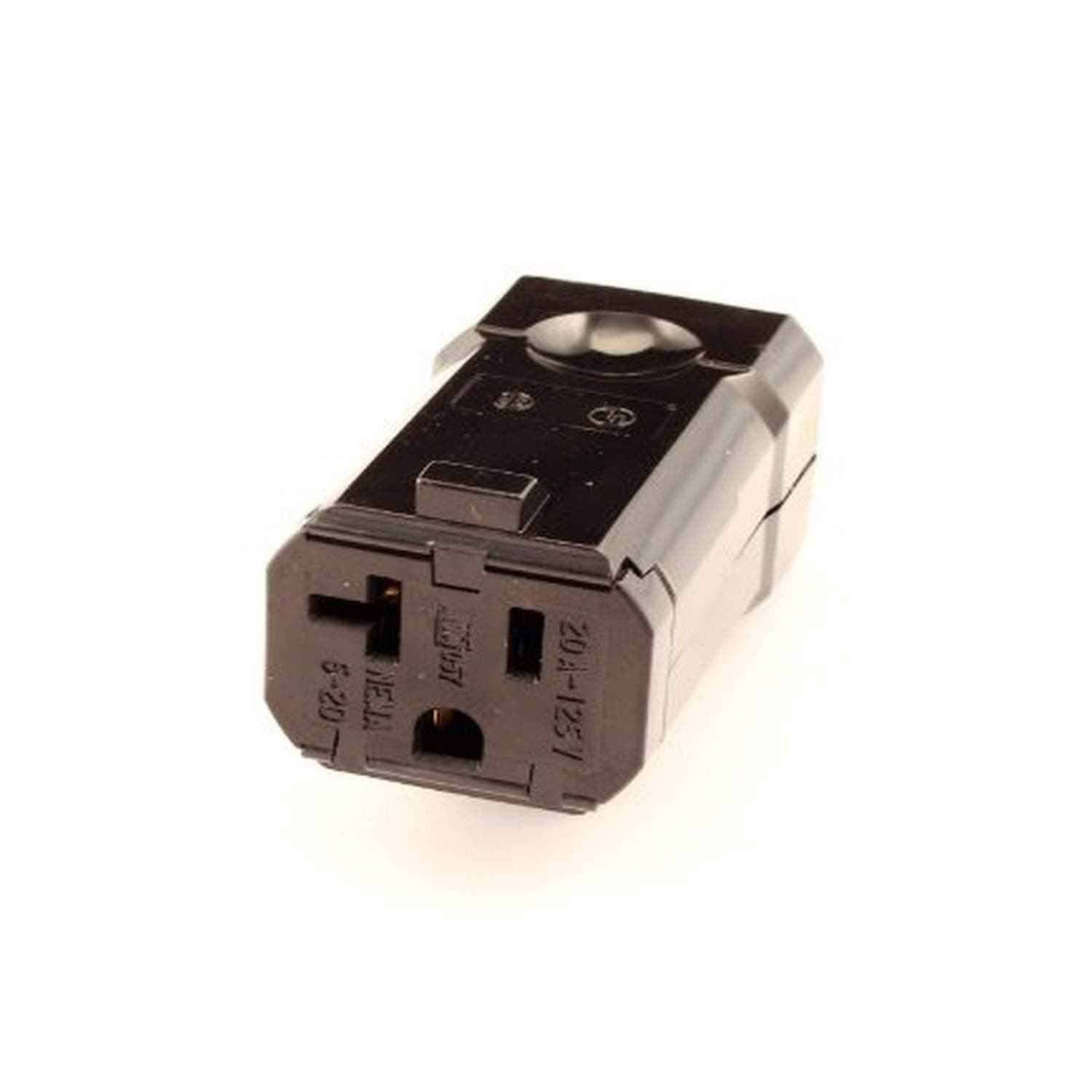 Leviton 5359-VB 20 Amp, 125 Volt, Connector, Straight Blade, Industrial Grade, Grounding, Python, Black