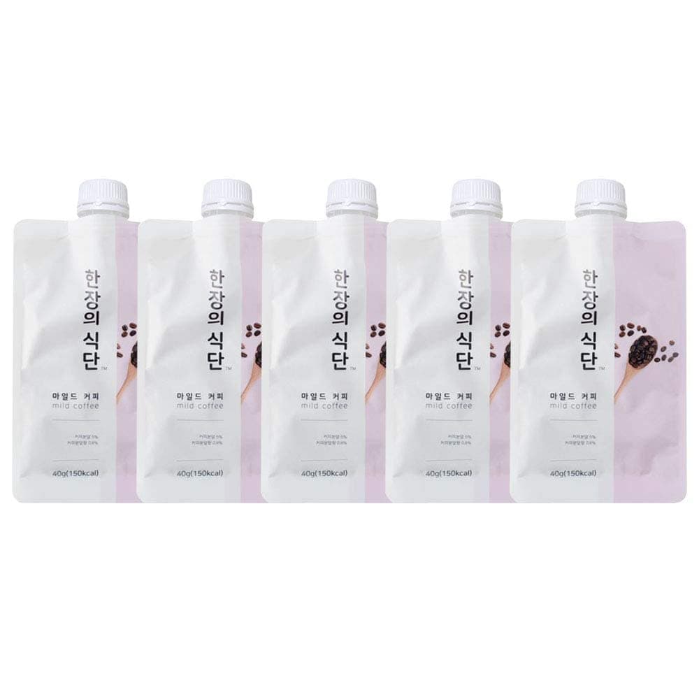 On-the-Go Meal Replacement Powder 40g x 5 Pouches (Pack of 1) - Korean Healthy Shake Breakfast Simple Meal [한장의 식단] (Mild Coffee)