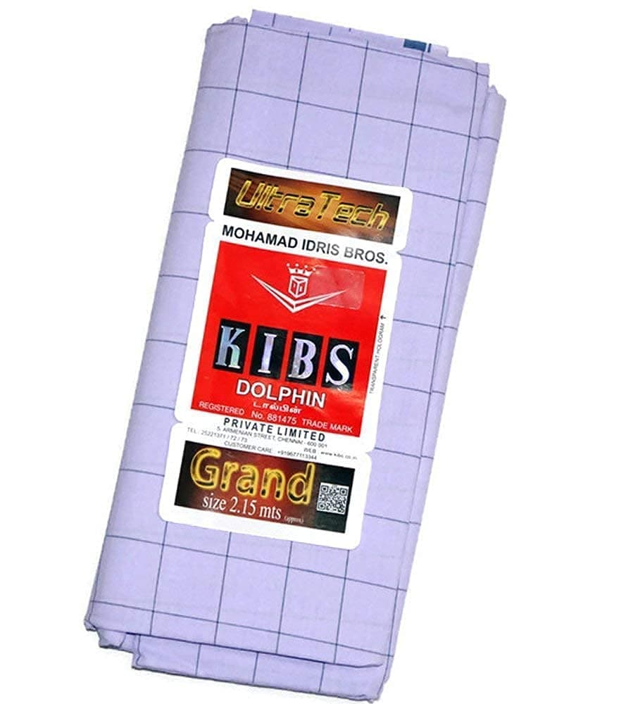 Kibs Mens Lungi -100% Cotton Dhoti Saram Wrap Night Wear-Sewn/Tube Type -2.15 Meters/Stitched -Indigowhite by eshop7