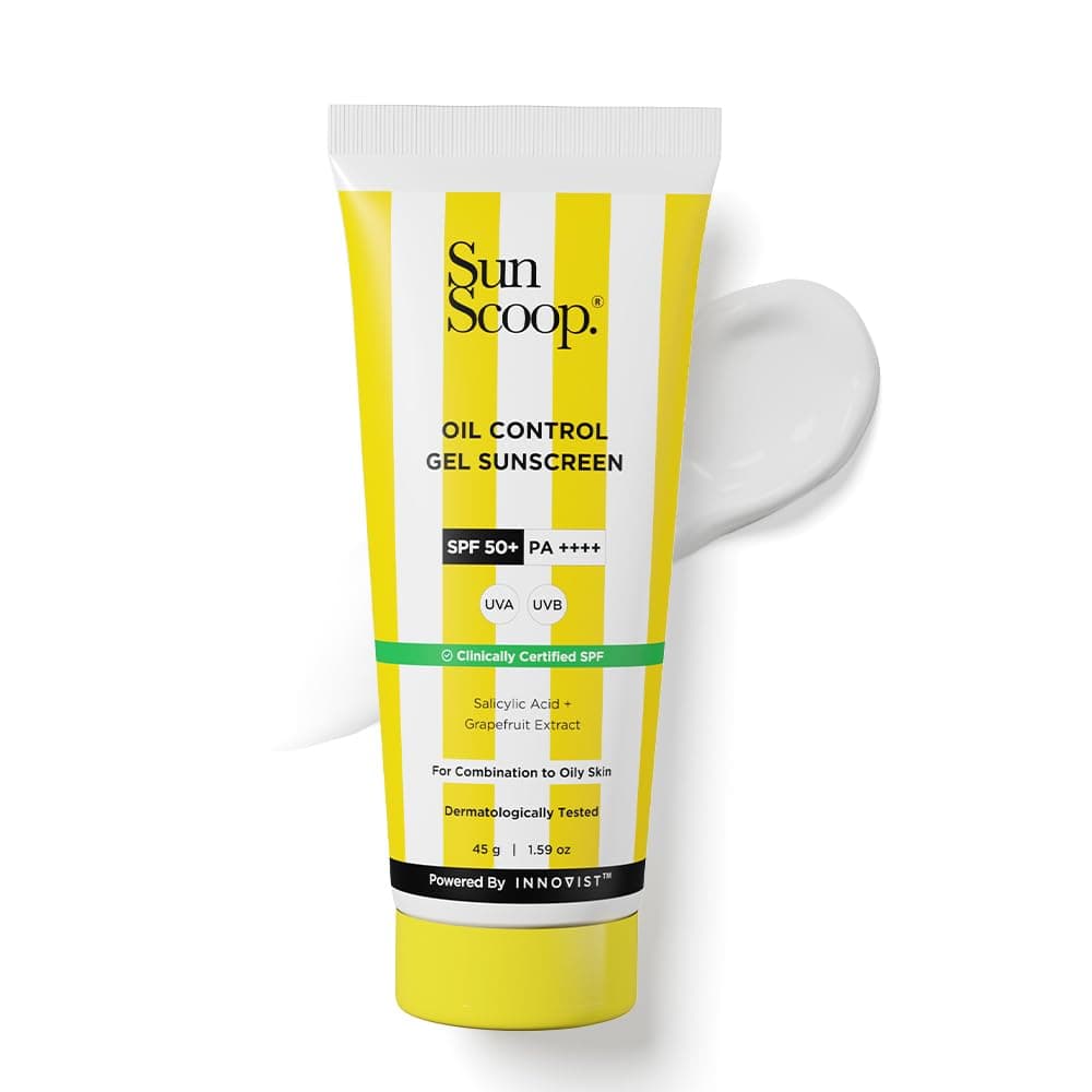 Sunscoop Oil-Control Gel Sunscreen | SPF 50+, PA++++ | Mineral Oil & Petroleum Free | Controls Excess Oil | Unclogs Pores | Anti-ageing | Lightweight | 45 g…
