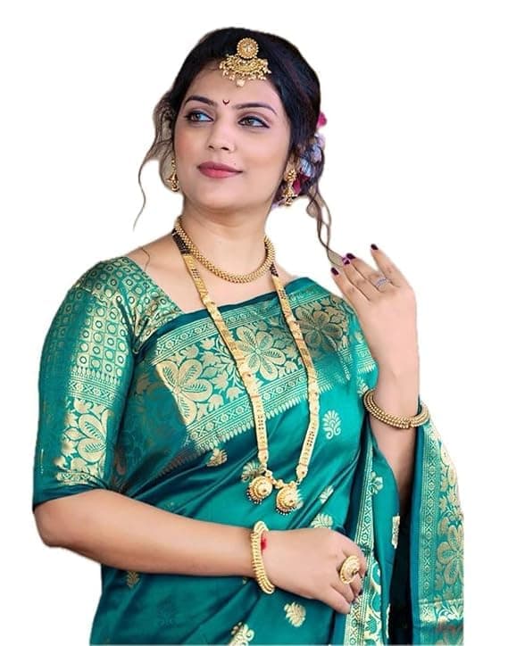 Women's Pure Silk Banarasi Kanjivaram Style Sari Sari with Blouse Piece for Wedding (Vruksh)