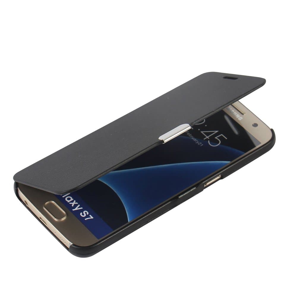 S7 Case, Galaxy S7 Case, MTRONX™ Magnetic Ultra Folio Flip Slim Leather Twill Case Cover Pouch for Samsung Galaxy S7 – Black(MG-BK)