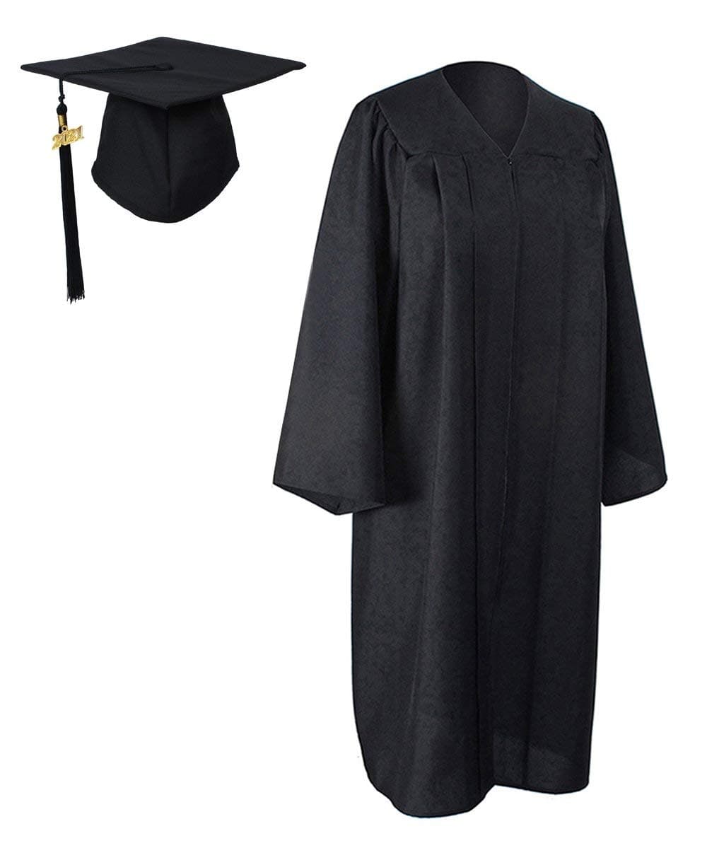 GraduationForYou Matte Graduation Gown Cap Tassel 2017,60"FF(6'3"-6'5"),Black
