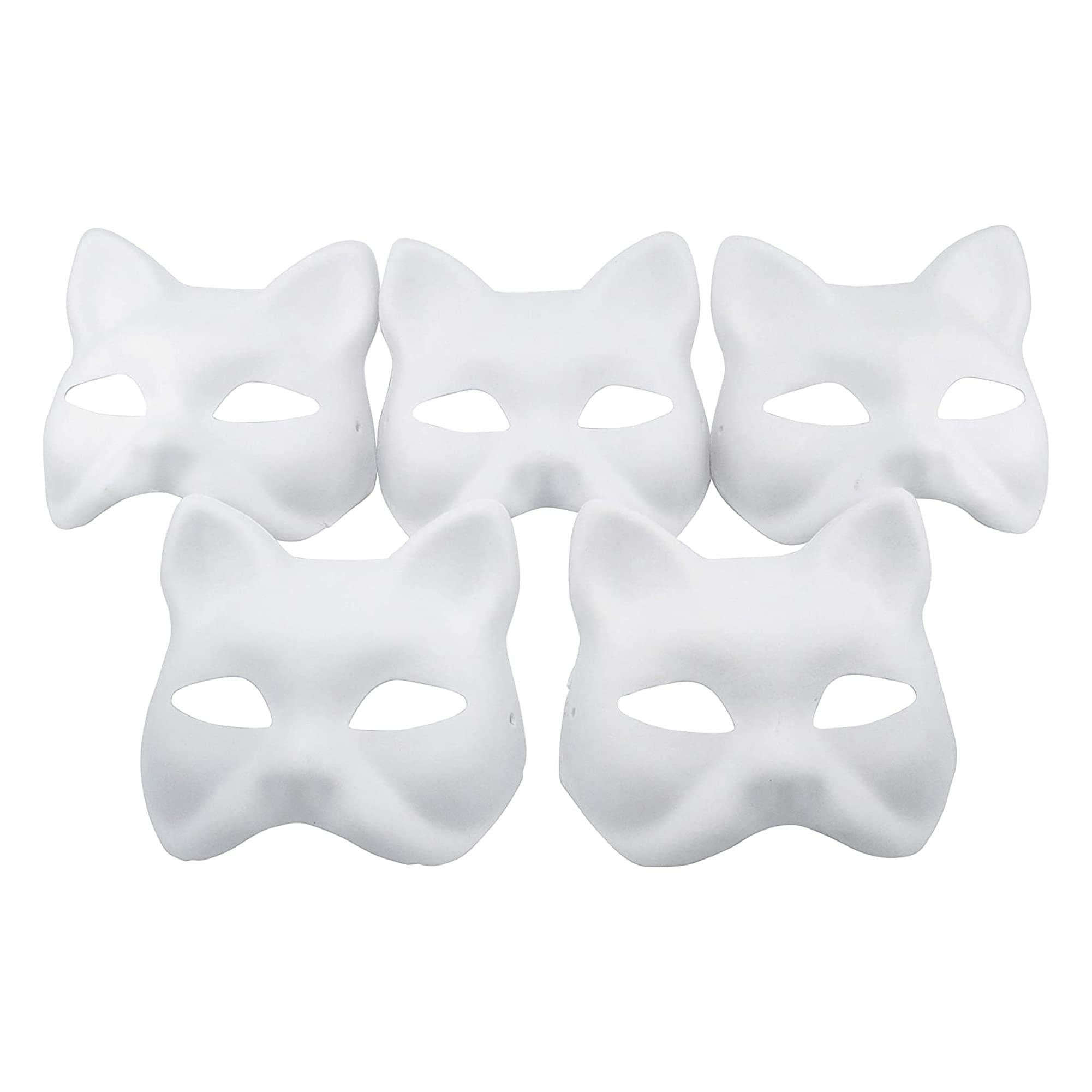 Fox Mask DIY Paintable Cosplay Accessories Mask for Party Masquerade Costume Halloween, Pack of 5