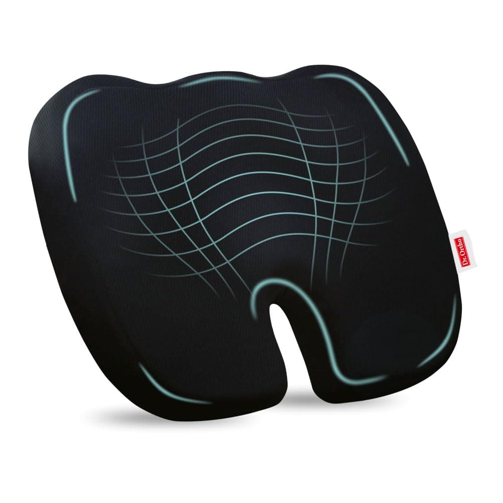 Dr.Ortho Coccyx Seat Cushion for Tailbone Pain Relief, Lower Back Pain Relief, Sciatica, Orthopedic Memory Foam Chair Cushion for Sitting for Home & Office Chair (Mesh Black)