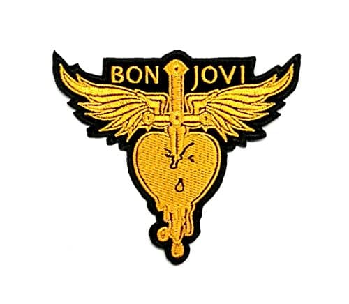 Wasuphand Bon Jovi Forever Heart&Dagger Rock Band Patch Sew On Iron Embroidered Heavy Metal Music DIY Bag Vest Gift Jeans Denim Badge Costume