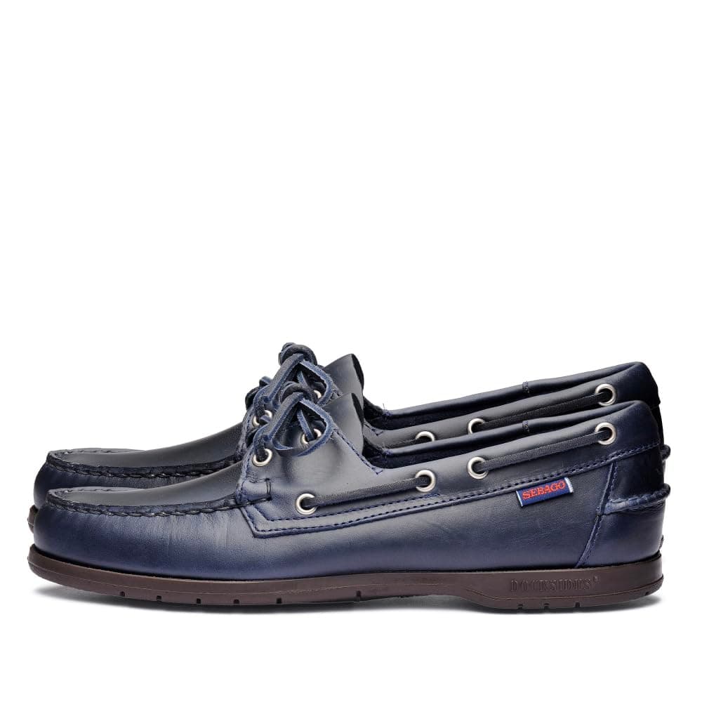 Endeavor Waterproof Boat Shoes - Leather Moccasins for Men Featuring Leather Sock Lining, 360-Degree Lacing, and Non-Marking, Slip-Resistant Outsoles, Navy Blue - 11.5 Regular