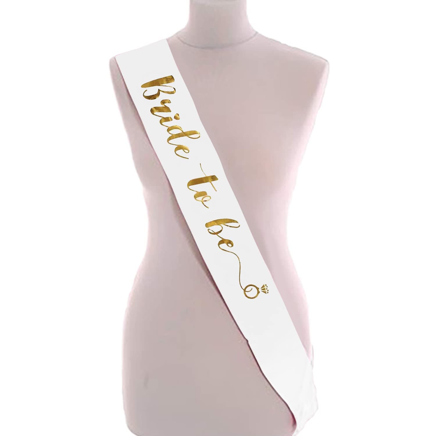 Party Propz Bride To Be Sash For Bride To Be Decoration Set - White Foil Sash For Bridal Shower Decorations Kit, Bachelorette Decorations, Groom To Be Props, Spinster Party