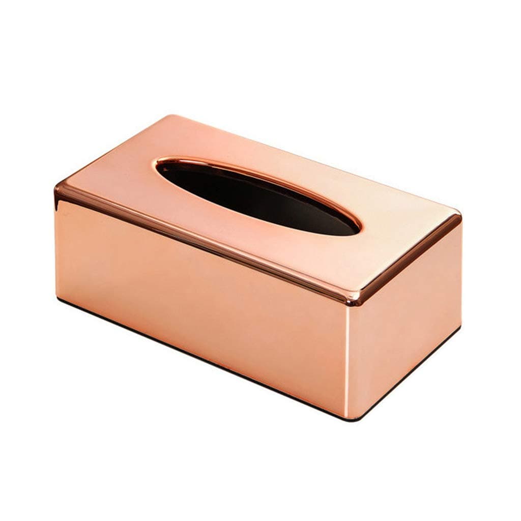 Elegant Rectangle Tissue Box Holder - Table Box Cover - Napkin Paper Rack for Home Office Car - Rose Gold