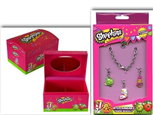 Shopkins Jewelry Bundle: 2 Items- Small Jewelry Box & Interchangeable Charm Bracelet