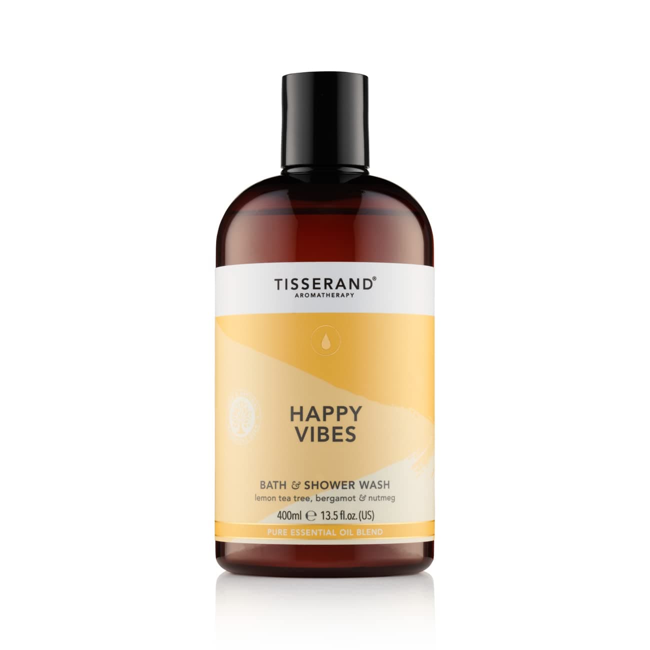 Tisserand Aromatherapy - Happy Vibes - Bath & Shower Wash - Lemon Tea Tree, Bergamot and Nutmeg Essential Oil - 100% Natural Pure Essential Oils - 400ml