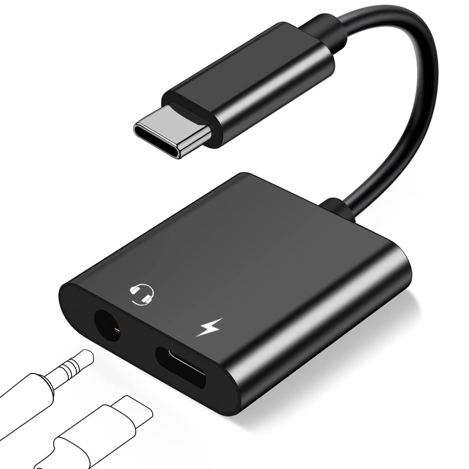 USB C to 3.5mm Headphone and Charger Adapter, 2 in 1 USB C to Aux Jack with 60W PD Fast Charger Dongle Fit with Galaxy S23 S22 Ultra/S21 Ultra/S20/S20+ Ultra, Note 20/10,Pixel 7 6 5 4XL 3 2,iPad Pro