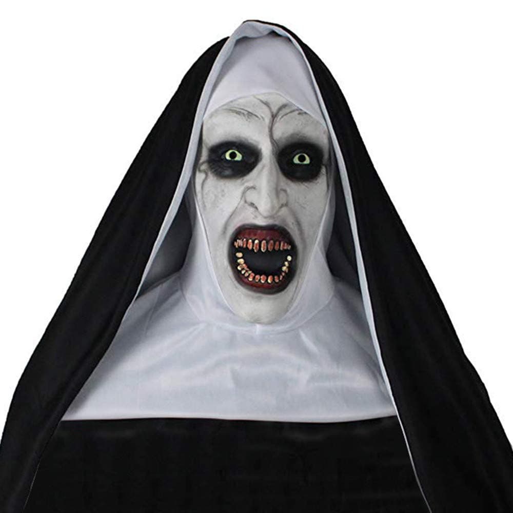 The Nun Devil Mask Halloween Masks Deluxe Latex Scary Full Head with Scarf
