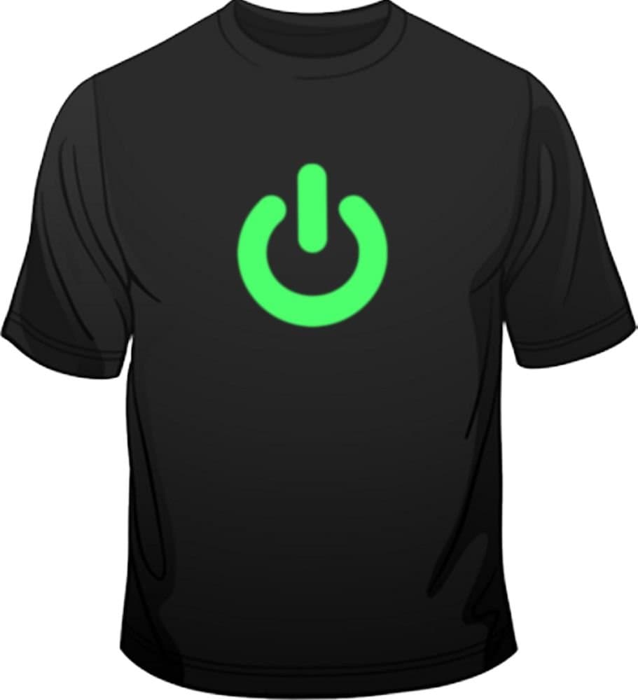 Glow In The Dark Power On Print Gadget GeekMens T-Shirt M Black