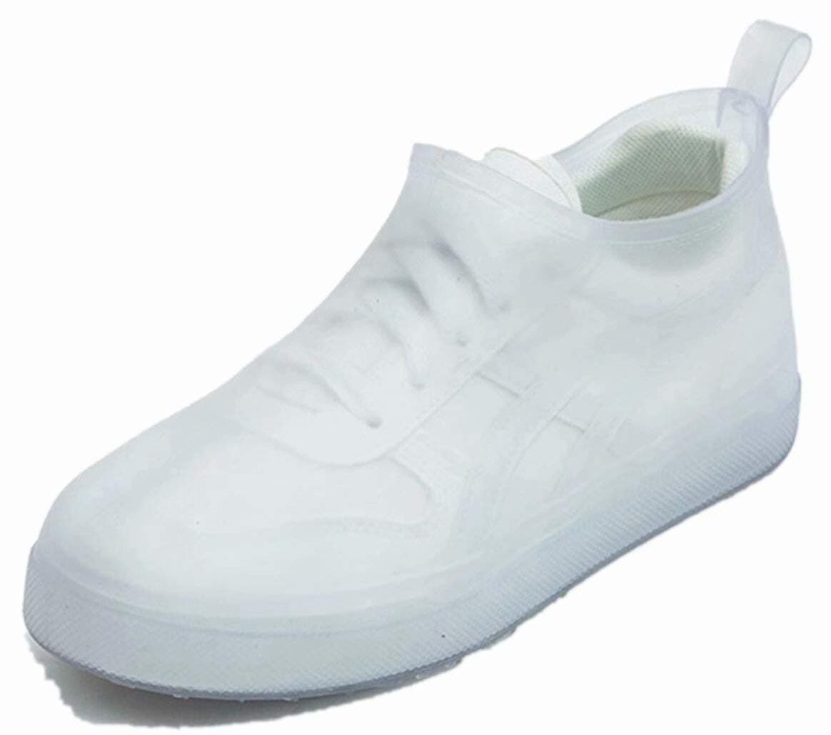 WRMFW Waterproof Rain Boot Shoe Cover The Reusable Slip-Resistant Overshoes with Excellent Elasticity and Foldable[white-3132]