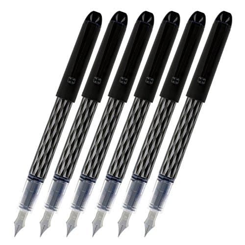 Varsity Disposable Fountain Pens, Black Ink (90010), Pack of 6