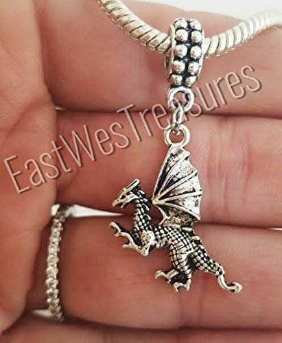 Dragon Fantasy Charm with on Bracelet Necklace Chain, Dragon Jewelry for Girls Women Teens