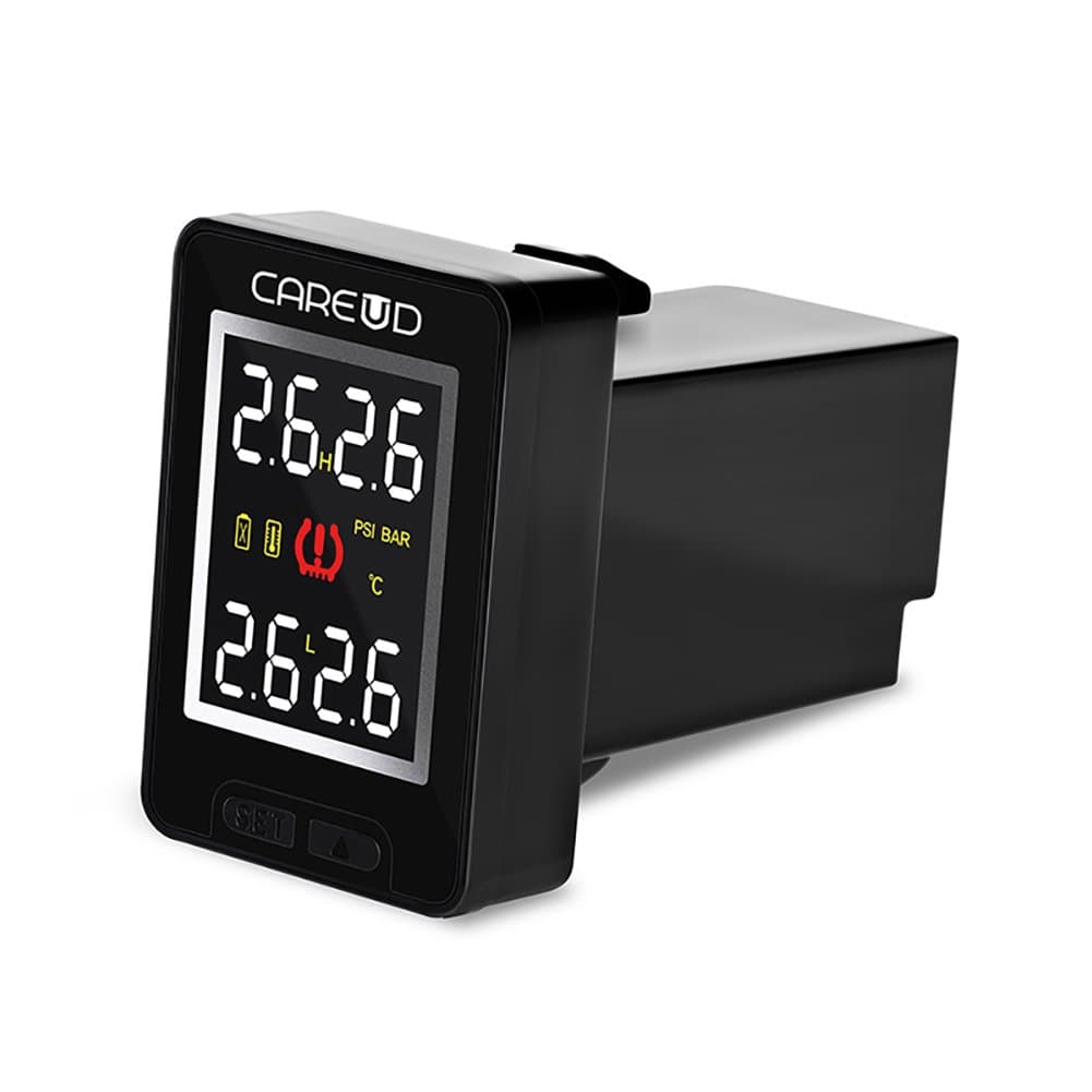 U912 Tire Pressure Monitor System TPMS Real Time Pressure Temperature Monitoring 4pcs RF Sensors Internal/External Default Slot 5 Year Battery (for Mazda, w/4pcs External sensors)