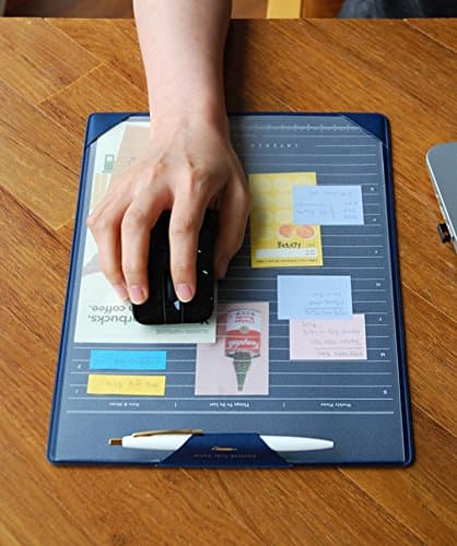 PLEPIC Layered Side Table - Multipurpose Mini Leather Desk Pad Planner (Navy Blue)