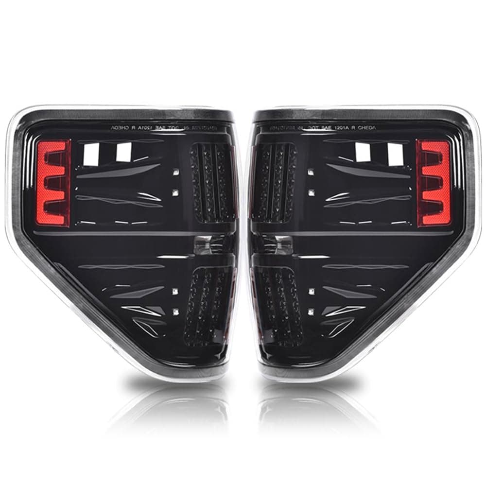 PIT66 LED Tail Lights Compatible with 2009-2014 Ford F150 LED Point Style Black Housing Clear Lens Rear Light Lamp Assembly #BL3Z13405B