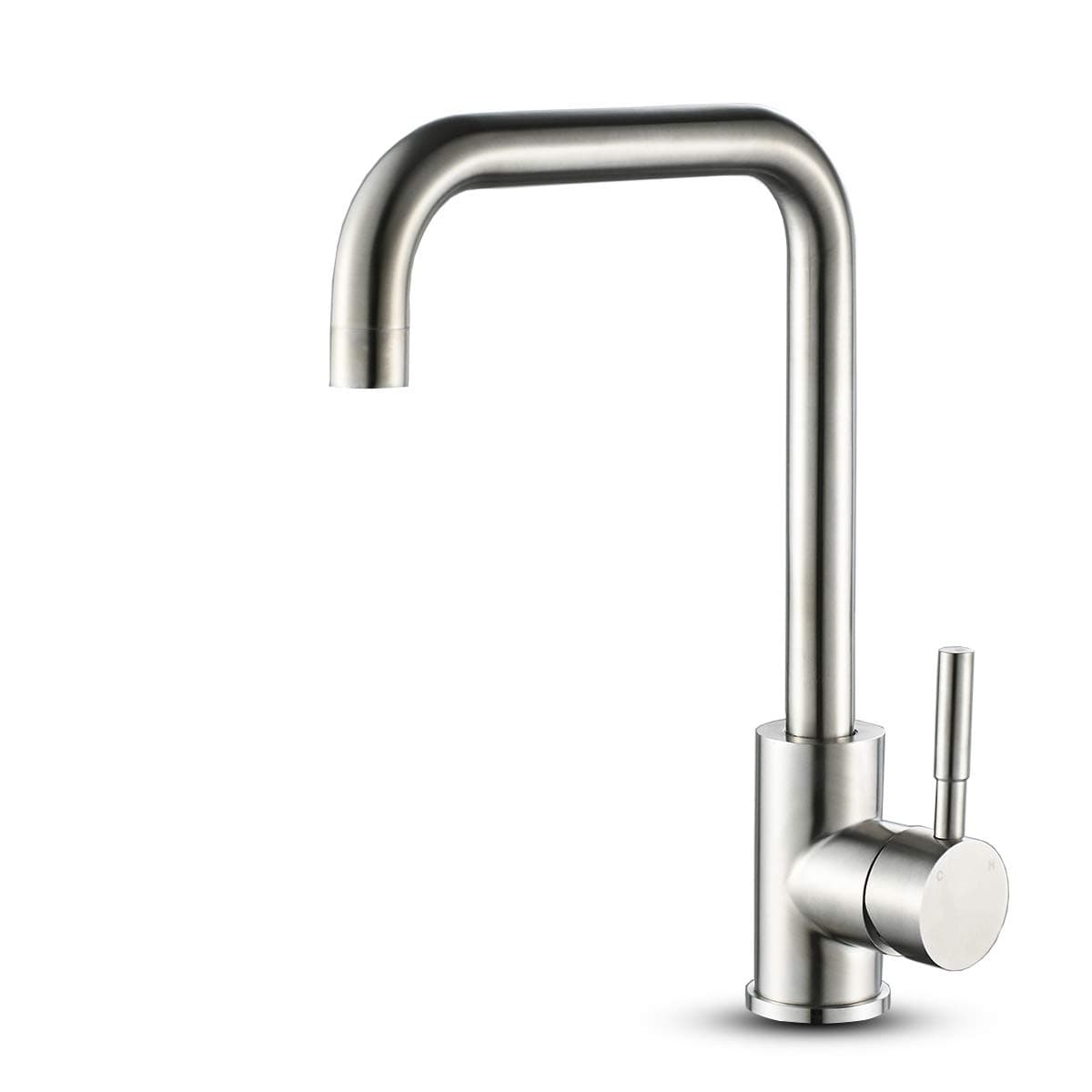 ROVOGO 304 Stainless Steel Kitchen Sink Faucet, Single Handle Single Hole Bar/Prep Faucet with High Arc Spout, Hot and Cold Water Mixer Tap Basic Kitchen Faucet