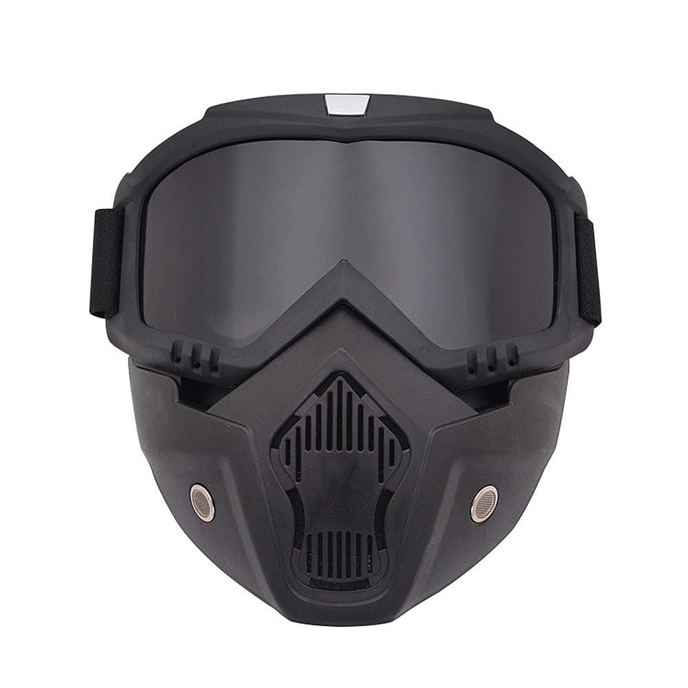 Womdee Motorcycle Helmet Riding Goggles Glasses With Removable Face Mask,Detachable Fog-proof Warm Goggles Mouth Filter Adjustable Non-slip Strap Vintage Bullet Fight Motocross