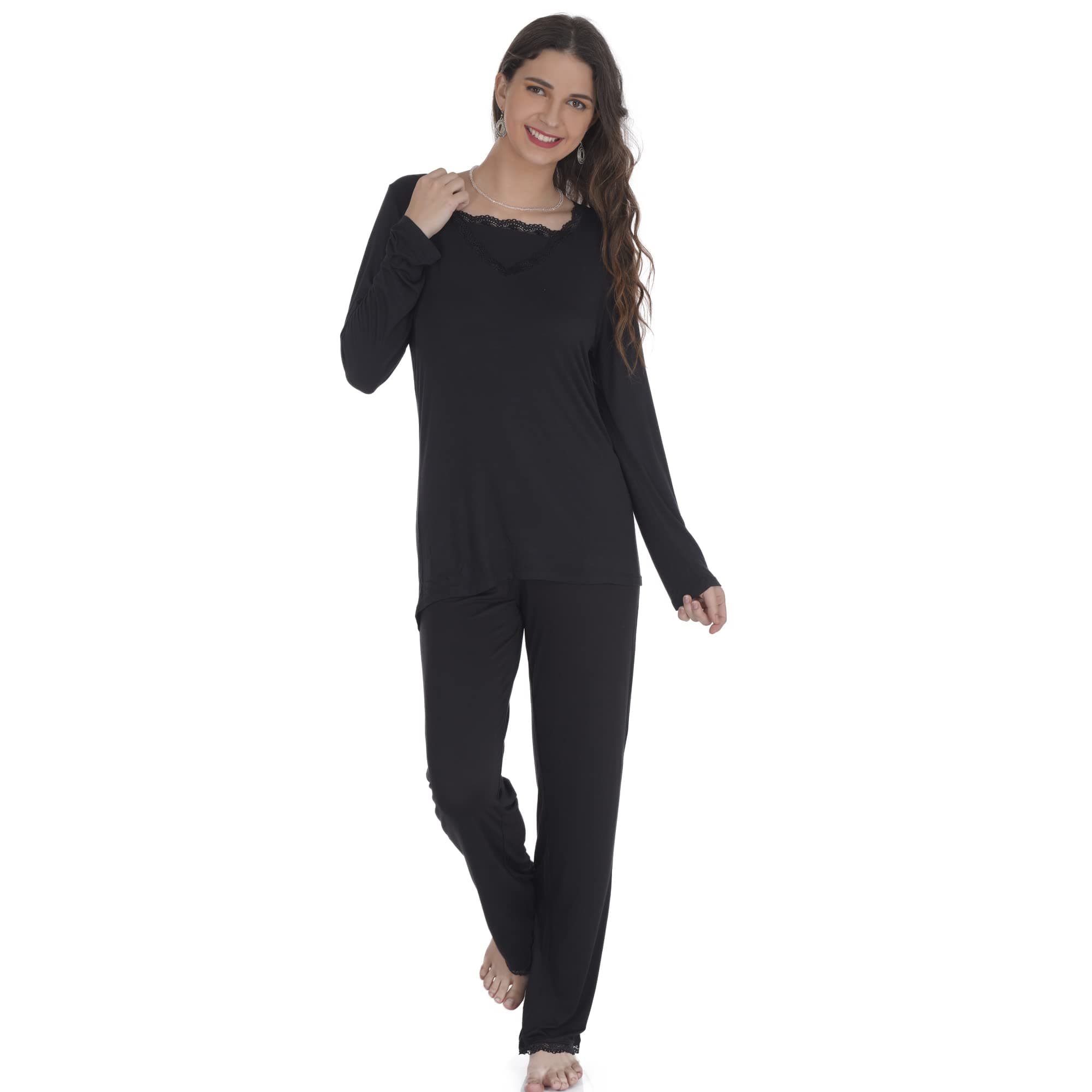 Sleepytime Sleepy Time Women's Bamboo Pajamas, Hot Flash Menopause Relief PJS, V Neck