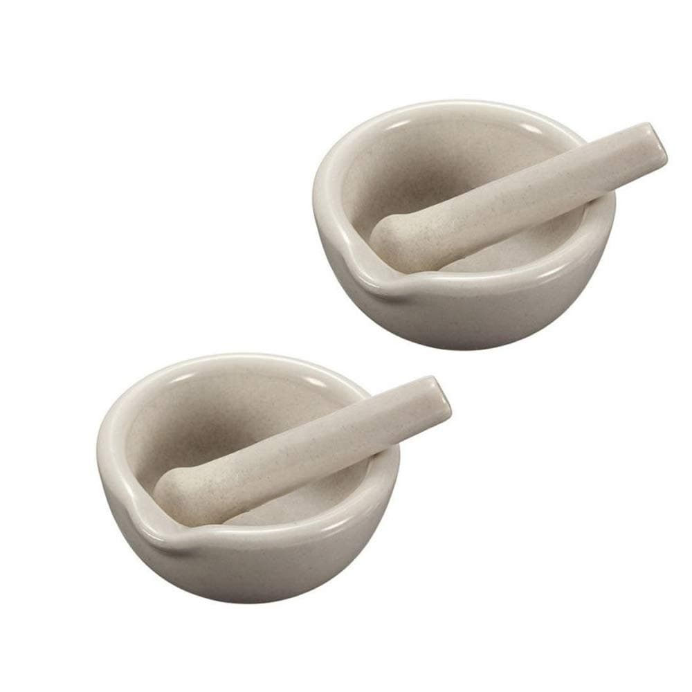2 Set 60 mm Mini Porcelain Mortar and Pestle Mixing Grinding Bowl Set DIY Tool