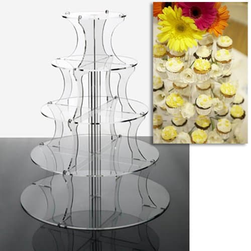 5 Tier Round Clear Acrylic Party Cupcake Cake Stand for Parties and Celebrations from Wedding Acrylics