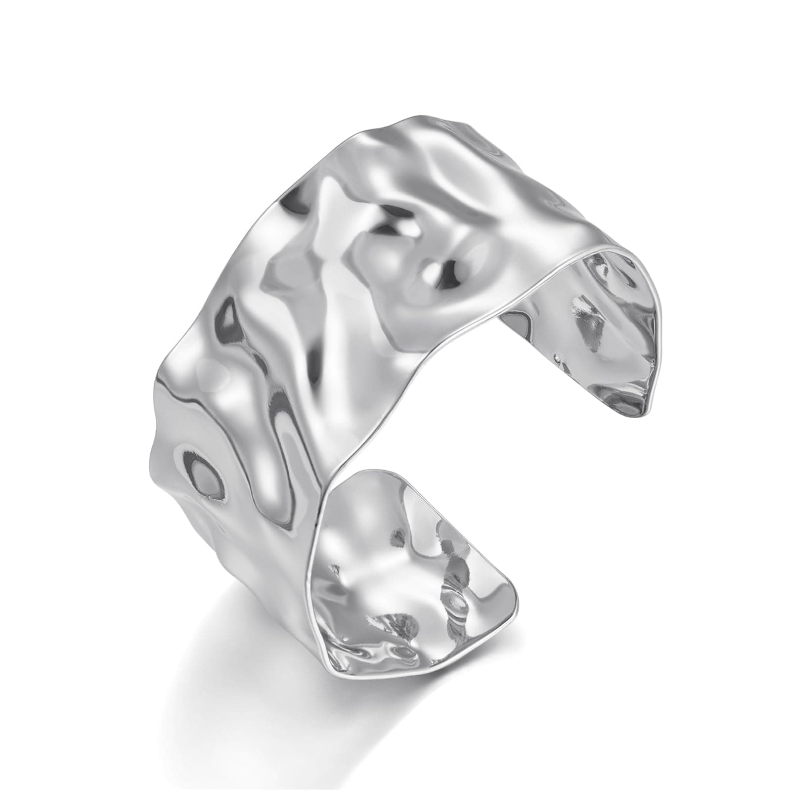 Hammered Chunky Cuff Bracelets for Women Vintage Boho Wide Bangle Bracelets Irregular Statement Bracelet Thick Gold Silver Bracelet