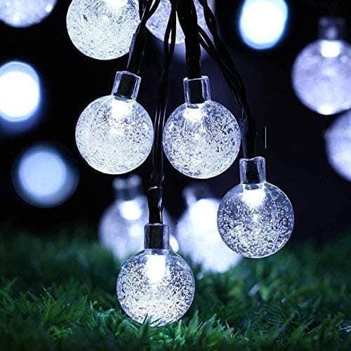 Outdoor Solar String Lights for Christmas Party Wedding Yard and Holiday Decorations Solar Powered Waterproof Globe Garden Lights 2 Modes 30 Bulbs (White Light)