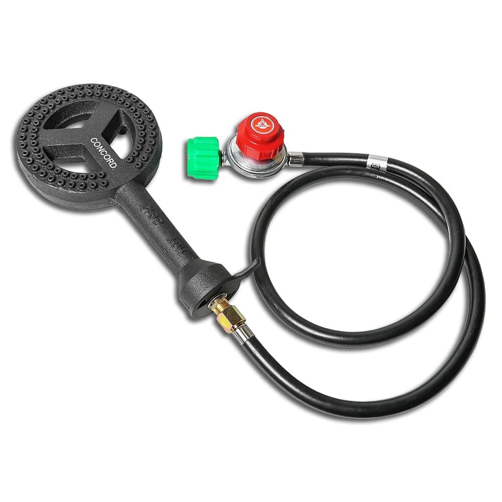 Concord 6" Diameter High Pressure Burner Head with Brass Orifice and Build in Stand (Burner Head with Regulator Hose)
